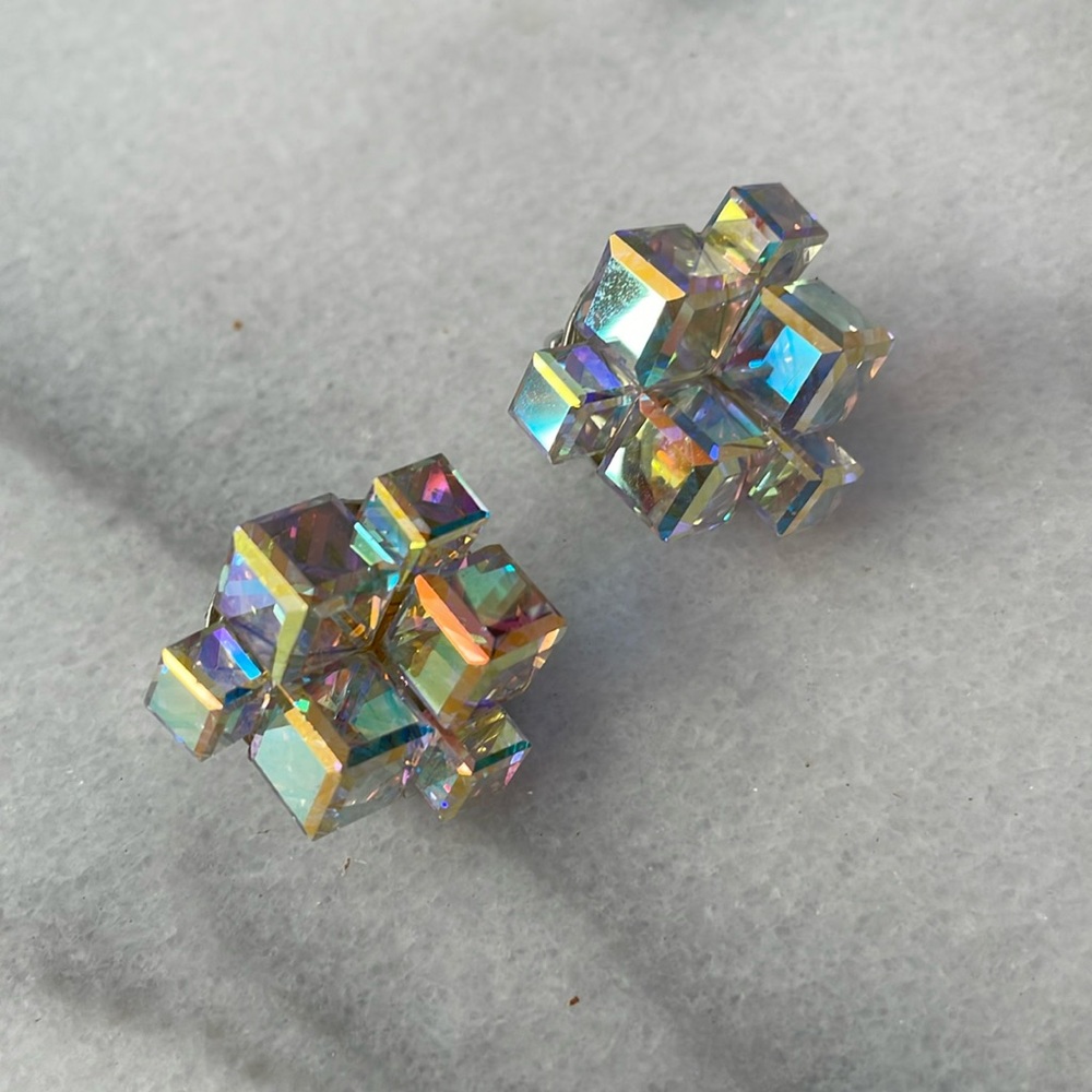 Ice Cube Swarovski Clip On Earrings